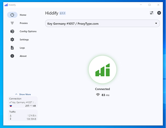 Hiddify Windows screenshot