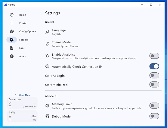 Hiddify Windows screenshot