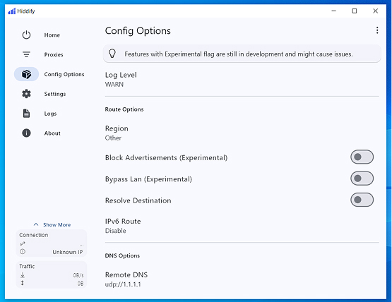 Hiddify Windows screenshot